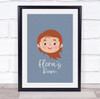 Face Of Girl With Brown Hair Room Personalised Children's Wall Art Print
