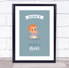 Baby Boy Ginger Hair Playing Toy Personalised Children's Wall Art Print