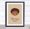 Face Of Dark Skin Boy Afro Room Personalised Children's Wall Art Print