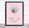 New Baby Birth Nursery Christening Pink Girl Heart Photo Keepsake Gift Print