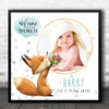 New Baby Birth Details Christening Nursery Square Fox Photo Keepsake Gift Print