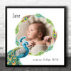 Birth Details Nursery Christening New Baby Square Peacock Photo Gift Print Birth Details Nursery Christening New Baby Square Peacock Photo Gift Print
