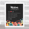 Mum Dictionary Definition Floral Black Personalised Gift Art Print
