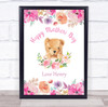 Watercolour Flowers & Bear Mothers Day Personalised Gift Art Print