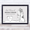 Just Married Wedding Day Line Art Details Personalised Gift Art Print