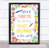Thank You Childminder Babysitter Typographic Playful Personalised Gift Art Print