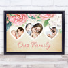 Our Family Photo Hearts X3 Vintage Floral Personalised Gift Art Print