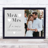 Mr & Mrs Hearts Wedding Photo Happy Couple Personalised Gift Art Print