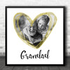 Simple Gold Photo Heart Love Grandad Square Personalised Gift Art Print