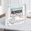 Retro Sketch Cassette Tape Square Our Music Any Song Lyric Acrylic Block