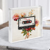 Vintage Floral Cassette Tape Square Any Song Lyric Acrylic Block