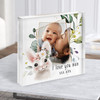 Cute Bunny Gold Detail Foliage Photo Mother's Day Square Acrylic Block