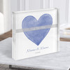Square Blue Watercolour Heart Any Song Lyric Acrylic Block