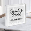 White Square Simple Script Any Song Lyric Acrylic Block