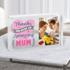 Thanks For Being An Amazing Mum Typographic Photo Personalised Acrylic Block