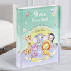 New Baby Birth Details Nursery Christening Cute Jungle Animals Acrylic Block