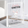 New Baby Birth Details Christening Nursery White Rabbit Girl Acrylic Block