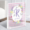 Any Initials Birthday Date Name Pink Floral Butterflies Acrylic Block