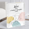 Line Art Mum And Daughter Pastel Personalised Acrylic Block