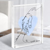 Mummy Hand Holding Line Art Blue Personalised Acrylic Block