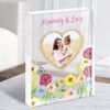 Mummy Flowers Photo Heart Personalised Acrylic Block