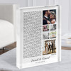 3 or 6 Square Wedding Photos White Side Script Any Song Lyric Acrylic Block