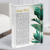 Gold Green Botanical Leaves Side Script Any Song Lyric Acrylic Block