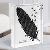 Black & White Feather & Birds Any Song Lyric Acrylic Block