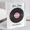 Pink Heart Vinyl Record Label Any Song Lyric Acrylic Block