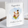 Happiness Is Mother And Son Time Painted Heart Blue Gift Acrylic Block