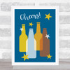 Beer Bottles Cheers Male Dad Uncle Brother Blue Orange Personalised Gift Print