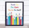 Thank You Teacher Pencils Colourful Personalised Wall Art Gift Print