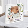 New Baby Birth Details Christening Nursery Square Bunny Photo Gift Acrylic Block