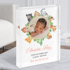 New Baby Birth Details Christening Nursery Jungle Animals Photo Acrylic Block