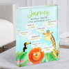 New Baby Jungle Animals Birth Details Christening Nursery Gift Acrylic Block