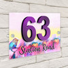 Abstract Bird Pink Purple Paint Effects 3D Modern Acrylic Door Number House Sign