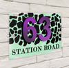 Animal Print Pattern Muted Mint Green 3D Modern Acrylic Door Number House Sign