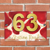 Abstract Gold Splatter Deep Wine Red 3D Modern Acrylic Door Number House Sign