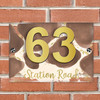 Abstract Gold Splatter Mocha Brown 3D Modern Acrylic Door Number House Sign