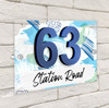 Paint Effect Abstract Blue Green 3D Modern Acrylic Door Number House Sign