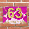 Abstract Gold Splatter Deep Pink 3D Modern Acrylic Door Number House Sign