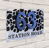 Animal Print Pattern Grey Blue 3D Modern Acrylic Door Number House Sign