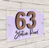Paint Effect Wash Light Purple 3D Modern Acrylic Door Number House Sign