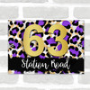 Purple and Leopard Print and Gold 3D Modern Acrylic Door Number House Sign