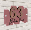 Paint Effect Wash Mocha Pink 3D Modern Acrylic Door Number House Sign
