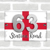 England Flag St George Cross 3D Modern Acrylic Door Number House Sign