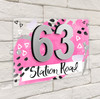 Abstract Scrapbook Fun Pink 3D Modern Acrylic Door Number House Sign