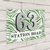 Animal Print Green Zebra 3D Modern Acrylic Door Number House Sign