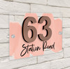 Paint Effect Wash Coral 3D Modern Acrylic Door Number House Sign