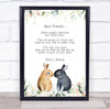 Best Friend Poem Any Names Bunnies Spring Leaves Personalised Gift Print